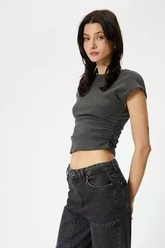 Укороченная футболка Koton, серый