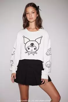 Укороченная футболка Kuromi с графическим рисунком Forever 21, кремовый