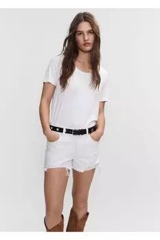 Укороченная футболка Mango, белый