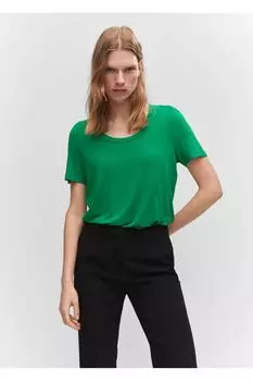 Укороченная футболка Mango, зеленый