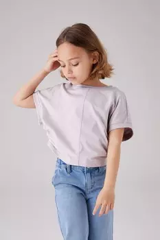 Укороченная футболка Mira со сборками по бокам для девочек Smallsaints, фиолетовый