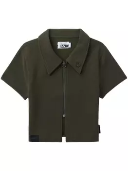 Укороченная футболка на молнии izzue, зеленый