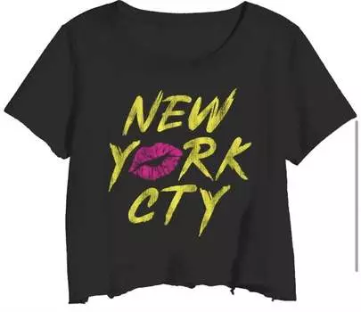 Укороченная футболка New York City Lips черного цвета Prince Peter