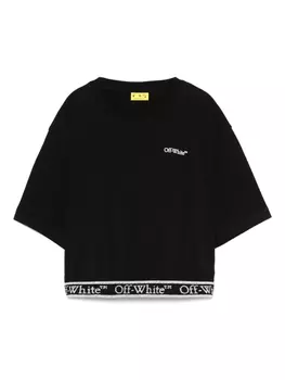 Укороченная футболка Off-White Kids Bookish, черный