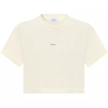 Укороченная футболка Off-White Small Arrow Pearls Бежевый/Черный