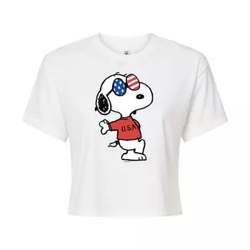 Укороченная футболка Peanuts USA Snoopy для юниоров Licensed Character, белый