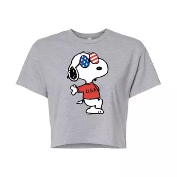 Укороченная футболка Peanuts USA Snoopy для юниоров Licensed Character, серый