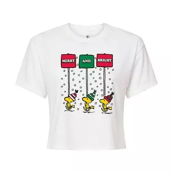 Укороченная футболка Peanuts Woodstock для юниоров Merry & Bright Licensed Character, белый