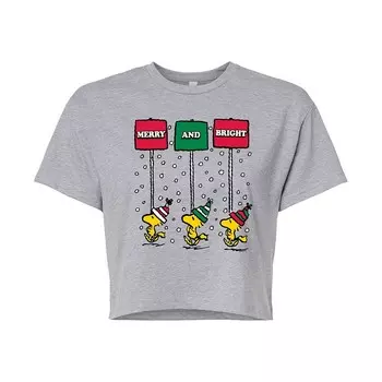 Укороченная футболка Peanuts Woodstock для юниоров Merry & Bright Licensed Character, цвет Heather Gray