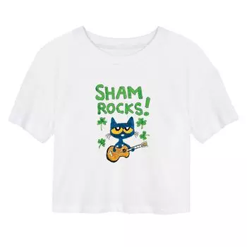 Укороченная футболка Pete The Cat Sham Rocks для юниоров Licensed Character