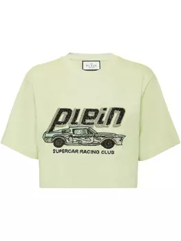 Укороченная футболка Philipp Plein Car, зеленый