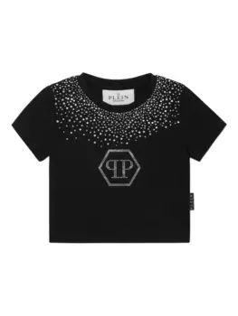 Укороченная футболка Philipp Plein Hexagon Strass, черный
