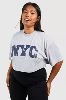 Укороченная футболка plus nyc Boohoo, серый