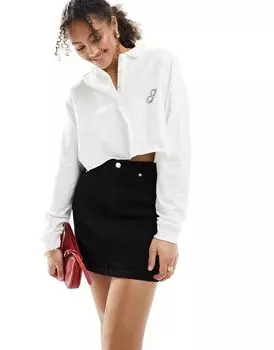 Укороченная футболка-поло оверсайз цвета Stradivarius STR цвета экрю