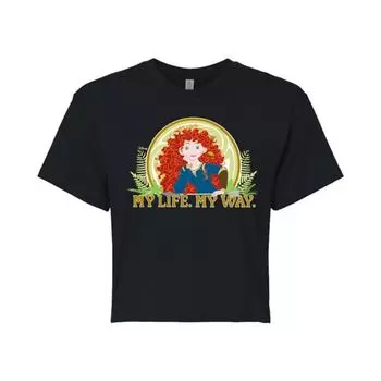 Укороченная футболка Princess Merida Juniors «Моя жизнь, мой путь» Disney, черный