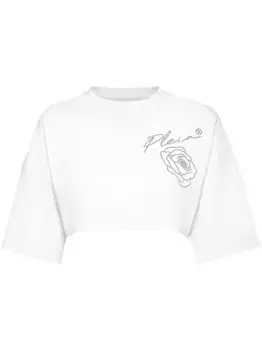 Укороченная футболка Rose Philipp Plein, белый