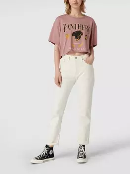 Укороченная футболка с эффектным принтом Review, лиловый