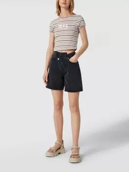 Укороченная футболка с эффектным принтом Review, серый