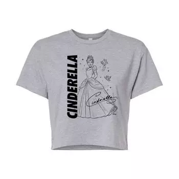 Укороченная футболка с автографом принцессы Золушки для младших классов Disney, серый