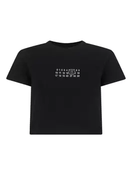 Укороченная футболка с цифровым мотивом MM6 Maison Margiela, черный