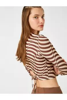 Укороченная футболка с длинным рукавом Koton, коричневый