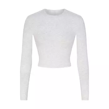 Укороченная футболка с длинным рукавом SKIMS, цвет light heather grey