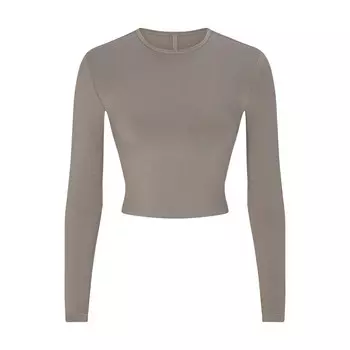 Укороченная футболка с длинным рукавом SKIMS New Vintage, цвет Smoke