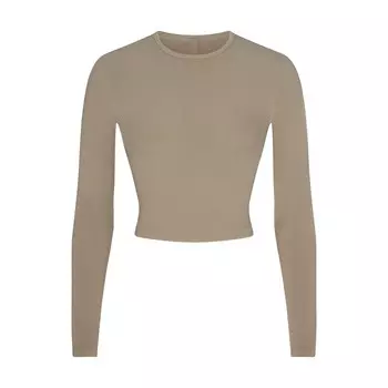 Укороченная футболка с длинным рукавом SKIMS New Vintage, цвет Taupe