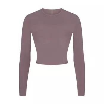 Укороченная футболка с длинным рукавом SKIMS New Vintage, цвет Zinc