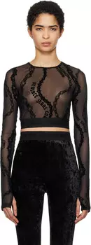 Укороченная футболка с длинным рукавом Versace Jeans Couture, черный