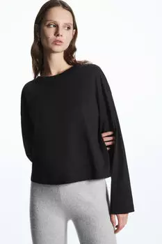 Укороченная футболка с длинными рукавами, черный