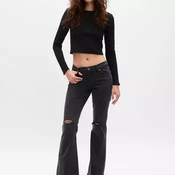 Укороченная футболка с длинными рукавами Gap, черный