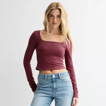 Укороченная футболка с длинными рукавами и квадратным вырезом для юниоров So, цвет aged wine