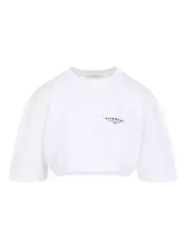 Укороченная футболка с длинными рукавами и принтом логотипа Givenchy, белый