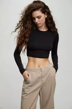 Укороченная футболка с длинными рукавами PULL&amp;BEAR