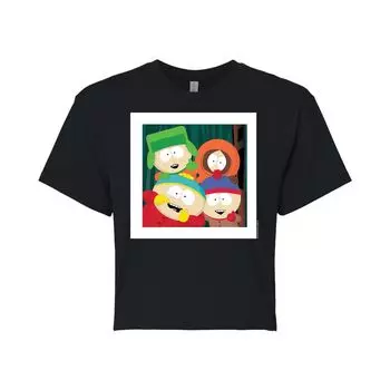 Укороченная футболка с фотографией для юниоров South Park Friends Licensed Character, черный