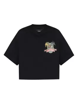 Укороченная футболка с графическим принтом AMIRI, черный