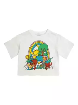 Укороченная футболка с графическим принтом Stella McCartney Kids, белый