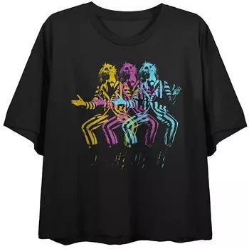 Укороченная футболка с графическим рисунком Juniors' Beetlejuice Illusion Licensed Character, черный
