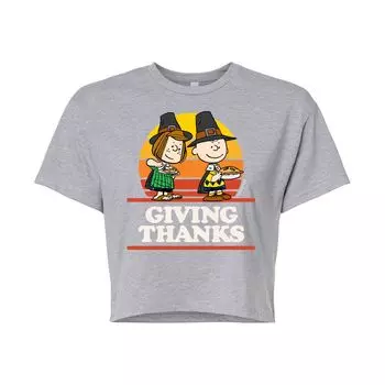 Укороченная футболка с графическим рисунком Juniors' Peanuts Спасибо Licensed Character