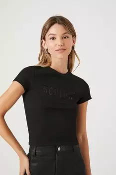Укороченная футболка с графическим рисунком Скорпион Forever 21, черный