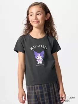 Укороченная футболка с графическими персонажами Sanrio Uniqlo, цвет 08 серый