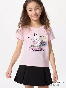 Укороченная футболка с графическими персонажами Sanrio Uniqlo, розовый