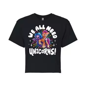 Укороченная футболка с изображением единорогов My Little Pony для юниоров Licensed Character, черный