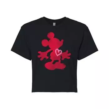 Укороченная футболка с изображением сердца Микки Мауса для юниоров Disney, черный