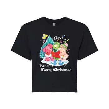 Укороченная футболка с изображением юниоров Care Bears Beary Merry Christmas Licensed Character, черный