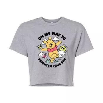 Укороченная футболка с изображением Винни-Пуха для юниоров «Сделай свой день ярче» Disney, серый