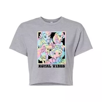 Укороченная футболка с королевскими мотивами для принцесс-младших Disney, серый