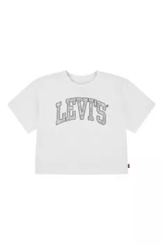 Укороченная футболка с коротким рукавом и цветочным логотипом Levi'S, белый