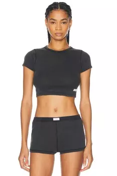 Укороченная футболка с короткими рукавами Alexander Wang, цвет Washed Black